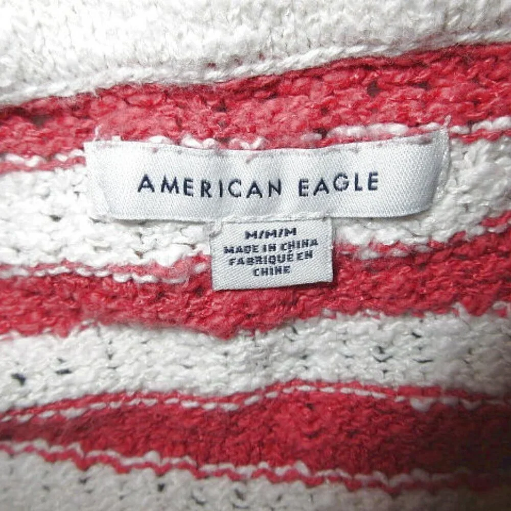 American Eagle Knit Crop Top Size M Halter Flag Patriotic Festival Hippie Boho